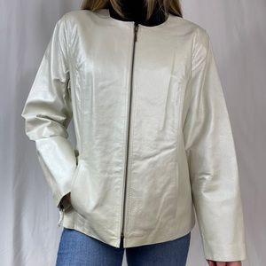 Terry Lewis Genuine Leather Jacket in Pearl NWT